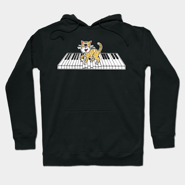 Kitten Playing Piano Pianist Cat Lover Music Teacher Hoodie by doodlerob